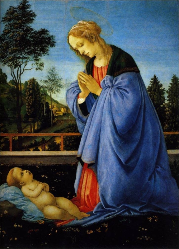 16_Filippino_Lippi_Madonna_in_adorazione_del_Bambino_Firenze_Galleria_degli_Uffizi